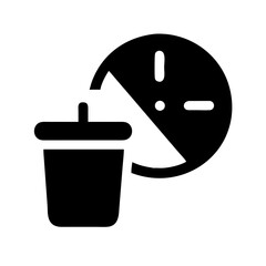 trash can clock glyph flat vector icon