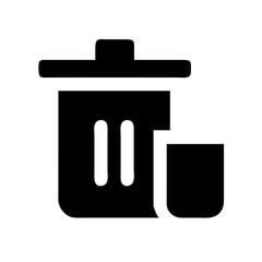 trash can plus glyph flat vector icon