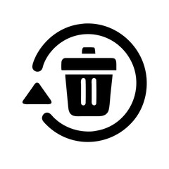 trash clock glyph flat vector icon