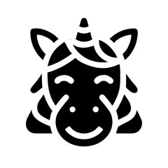 unicorn glyph flat vector icon