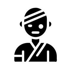 user injured glyph flat vector icon