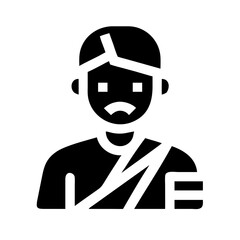 user injured glyph flat vector icon