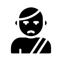 user injured glyph flat vector icon