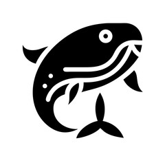 whale glyph  flat vector icon