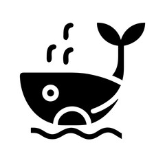 whale glyph flat vector icon