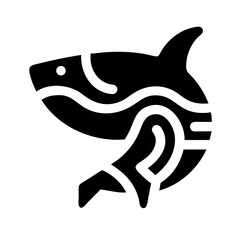 whale glyph flat vector icon