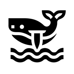whale glyph flat vector icon