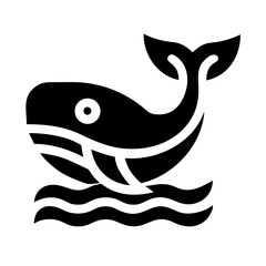 whale glyph flat vector icon