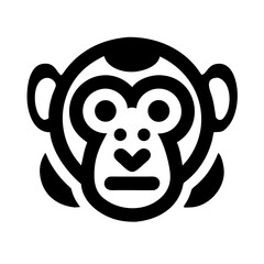 monkey glyph  flat vector icon