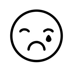 crying emoji glyph icon ( ) flat vector icon