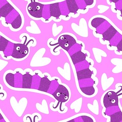 Kids seamless caterpillar cute pattern for fabrics and textiles and packaging and linens and wrapping paper