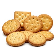 Crackers or biscuits isolated on a white