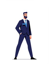 Obraz premium Stylized illustration of a Businessman posing over isolated on a white