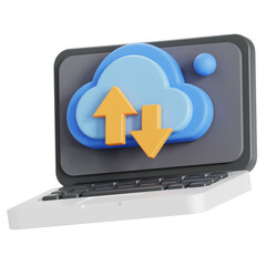 Cloud storage for laptop 3D Illustration