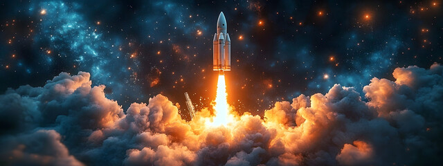 Fototapeta premium Innovation Ignition. Inspiring creativity with rocket launch concept