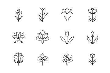 Minimalist Spring Flower Icon Illustration