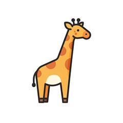 Adorable Cartoon Giraffe Illustration with Orange Spots on White Background