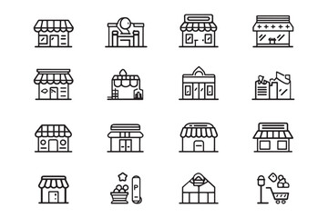 Store minimalist line art icon design