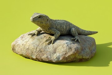 Obraz premium Detailed figurine of a desert lizard on a rock.