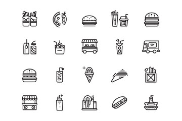 Street Food Icon Minimalist 2D Line Art