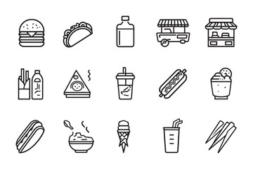 Street Food Icon Minimalist 2D Line Art