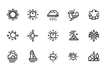 Summer Sun Icon Minimalist Line Art Illustration