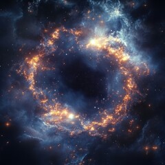 Obraz premium Cosmic ring of fiery nebulae.