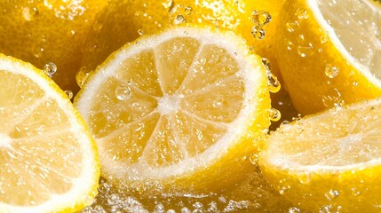 Lemon slices with water droplets