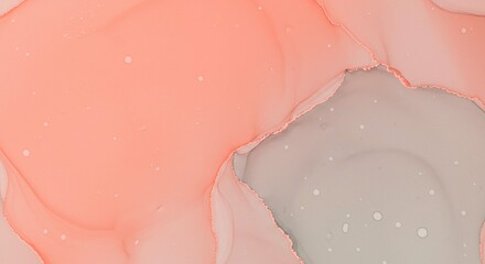 Fototapeta premium Abstract Alcohol Ink Painting Coral and Gray Swirls Fluid Art Background Texture