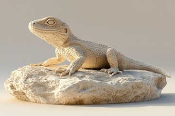 Obraz premium Digital rendering of a desert lizard on a rock.