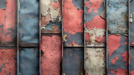 Weathered Metal Texture Peeling Paint Industrial Background, Vintage Grunge Pattern.