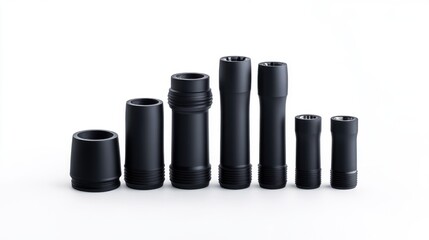 Black Aluminum Flashlights in Various Sizes for Outdoor Activities