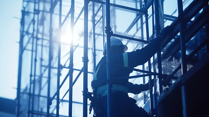 Construction Worker on Scaffolding