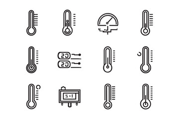 Fototapeta premium Minimalist Thermometer 2D line icon