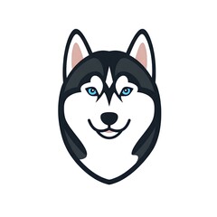 Adorable Husky Dog Portrait Blue Eyes Pet Animal Graphic Design