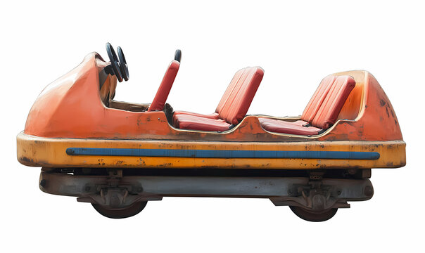 High detail rollercoaster cart captured in side view isolated on white background showcasing thrilling ride
