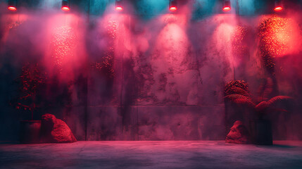 Moody Pink Neon Wall Urban Grunge Backdrop.