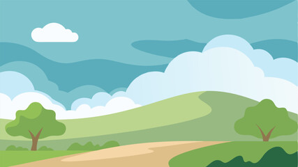 Obraz premium Cloudy Sky over a Quiet Nature Reserve in Watercolor