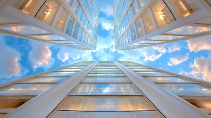 Obraz premium Modern architecture against a bright blue sky