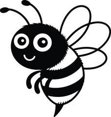 Bee Silhouette Set | Insect Vector Icons in Black Honey Bee Outline Clipart | Flying Bee Silhouettes