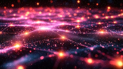 Obraz premium Abstract digital landscape of glowing particles (1)