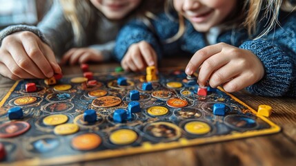 Fototapeta premium Children playing a board game