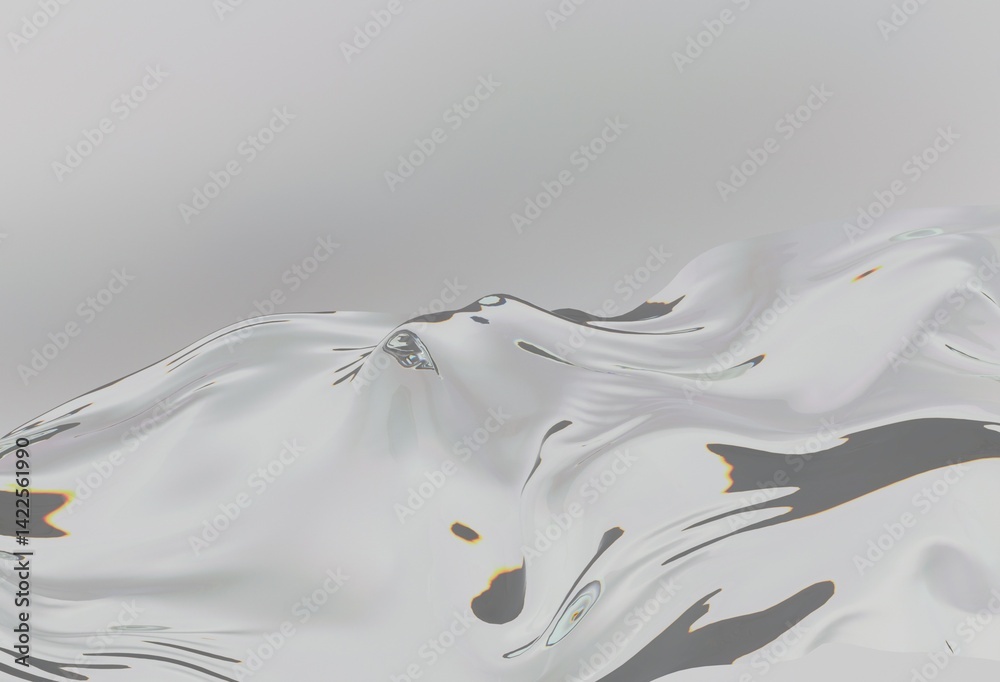 Aufkleber elegant 3d illustration of a flowing, silky, translucent fabric on a light background. the soft, smo