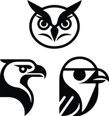 Bird Head Silhouette Set | Vector Animal Head Icons Minimal Bird Head Outline | Flying Bird Face Clipart