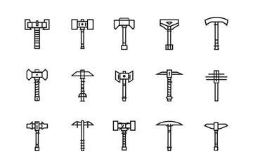War hammer minimal line art vector
