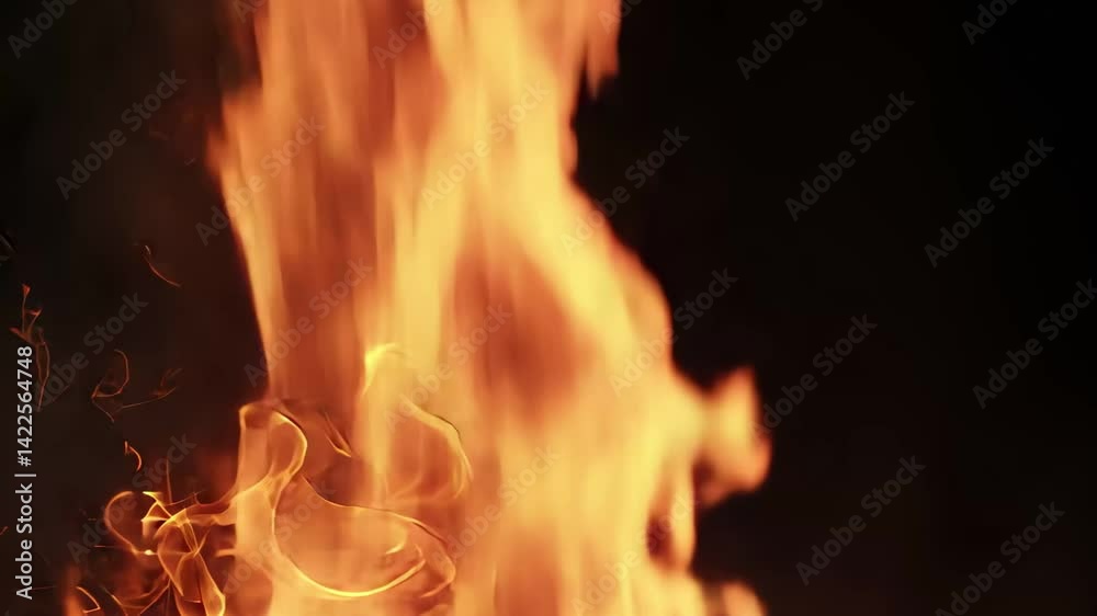 Poster dynamic flames dancing in a dark backdrop, showcasing vibrant colors and intricate movements in stun