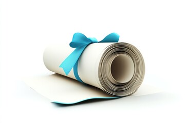 Rolled Paper with Blue Ribbon A Symbol of Completion and Achievement
