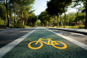 Obraz premium a dedicated cycle path on the side of a road