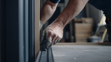 Carpenter Installing a Door Frame