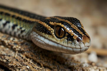 Obraz premium Close-up of Garter Snake with Smooth, Patterned Scales